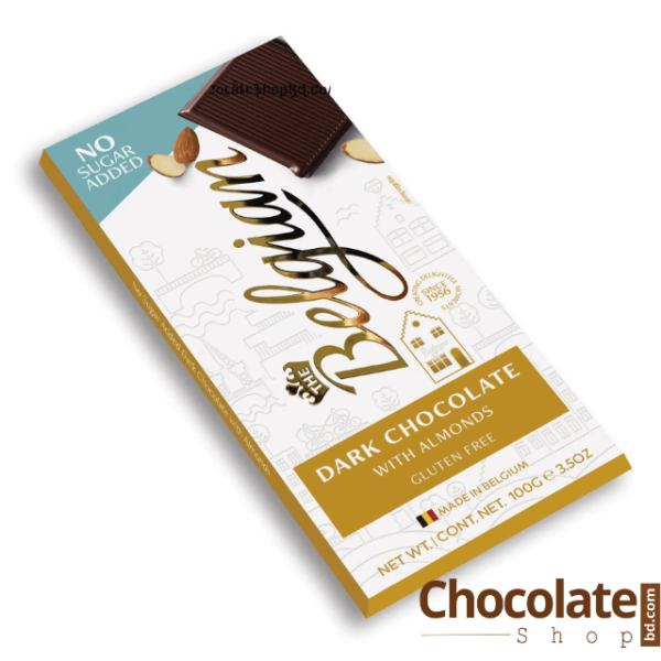 Belgian No Sugar Added Dark with Almonds Chocolate Bar 100g price in bangladesh