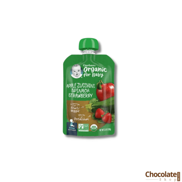 Gerber Organic Apple Zucchini Spinach Strawberry Puree 99gm price in BD.
