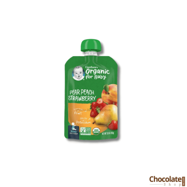 Gerber Organic Pear Peach Strawberry Puree 99gm