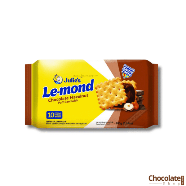 Julie's Le-mond Chocolate Hazelnut Puff Sandwich Biscuits 180gm price in BD.