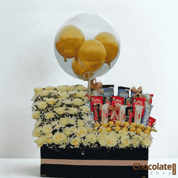 Chocolate Mix Premium Gift Pack A14 With Flowers And Balloons price in BD.
