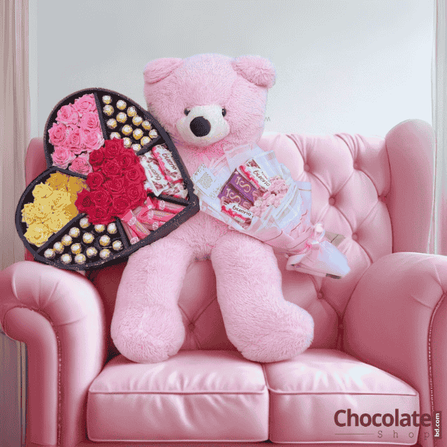 Luxury Roses Bouquet F21 with Teddy And Chocolate Luxury Roses Bouquet F21 with Teddy And Chocolate price in BD.
