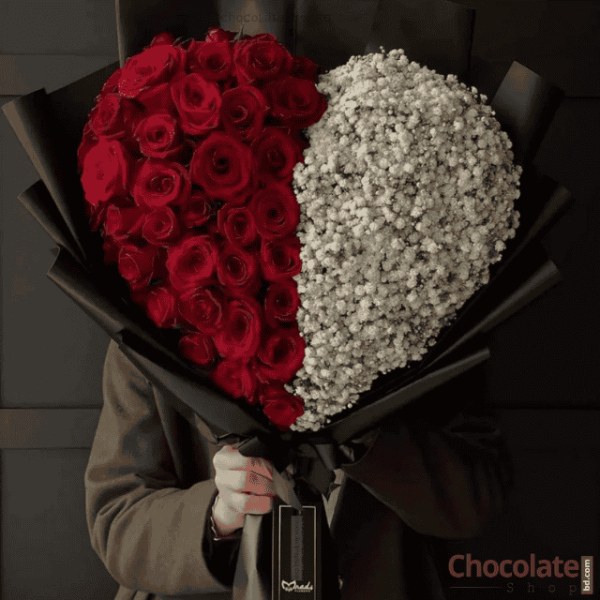 Luxury Roses Bouquet F30 Heart Flower with Rose and Chinese Gypsy price in BD.