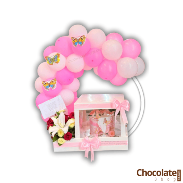 Luxury Surprise Cake C17 with Rose and Balloon Decoration price in BD.