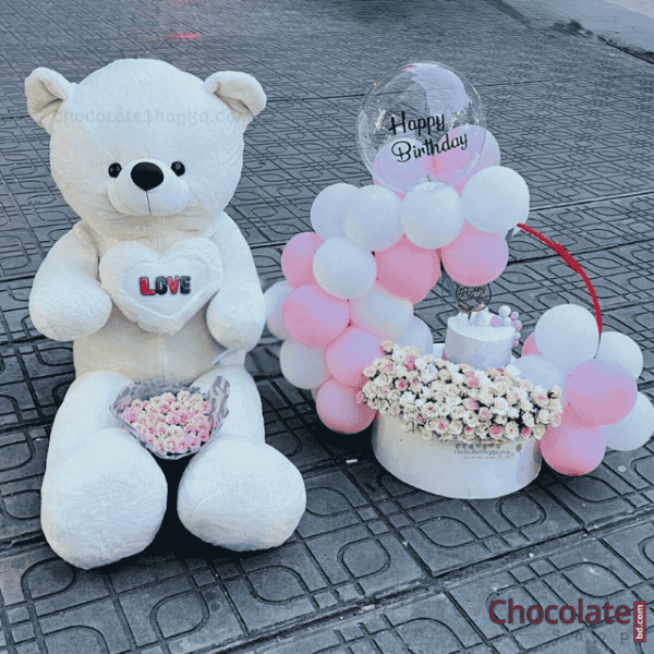 Luxury Surprise Cake C3 With Teddy and Flower Balloon Decoration price in BD