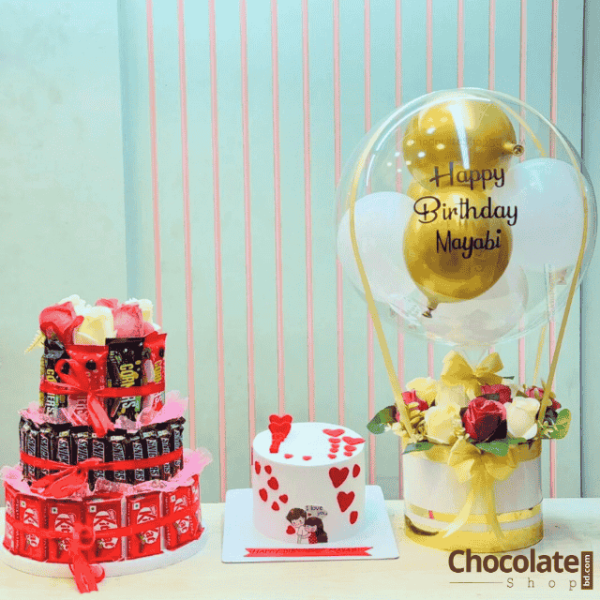Luxury Surprise Cake C5 with Chocolate and Balloon Bouquet price in BD.