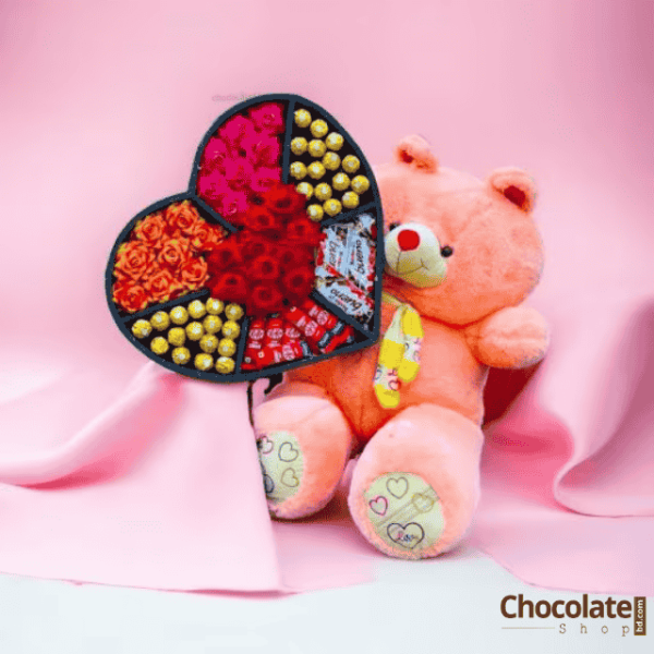 Organic Luxury Roses Bouquet F14 with Ferrero Rocher and Teddy price in BD.