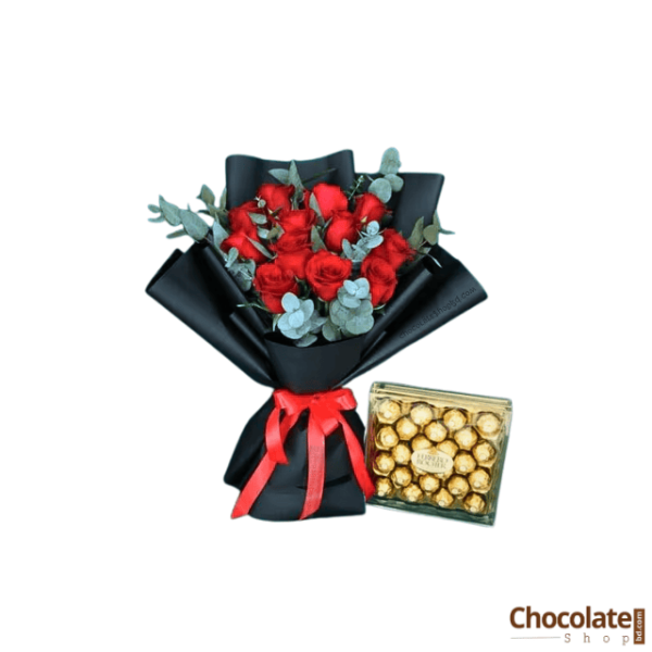 Organic Luxury Roses Bouquet F3 with Ferrero Rocher T24 price in BD.