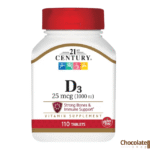 21st Century D3 Vitamin Supplement 110 Tablets